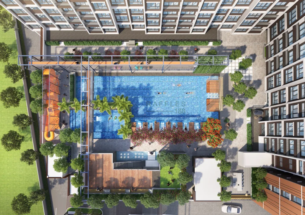 Raffles 188 pool deck from above