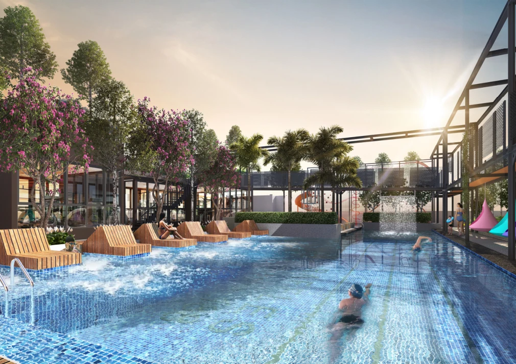 Raffles 188 resort lap pool with cabanas